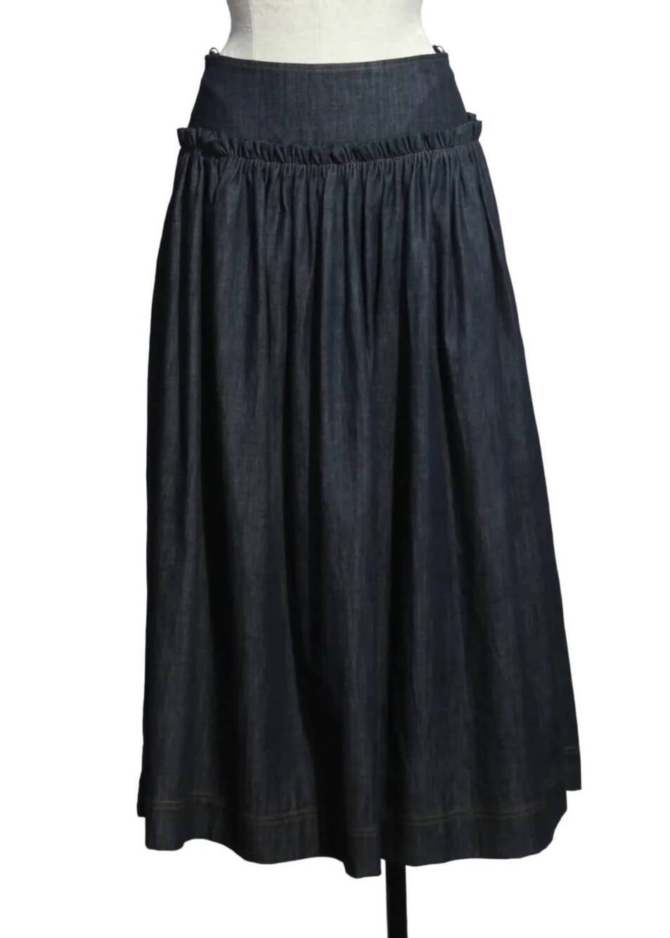 NEW EMILY LOVELOCK women's mabel midi skirt in blue
